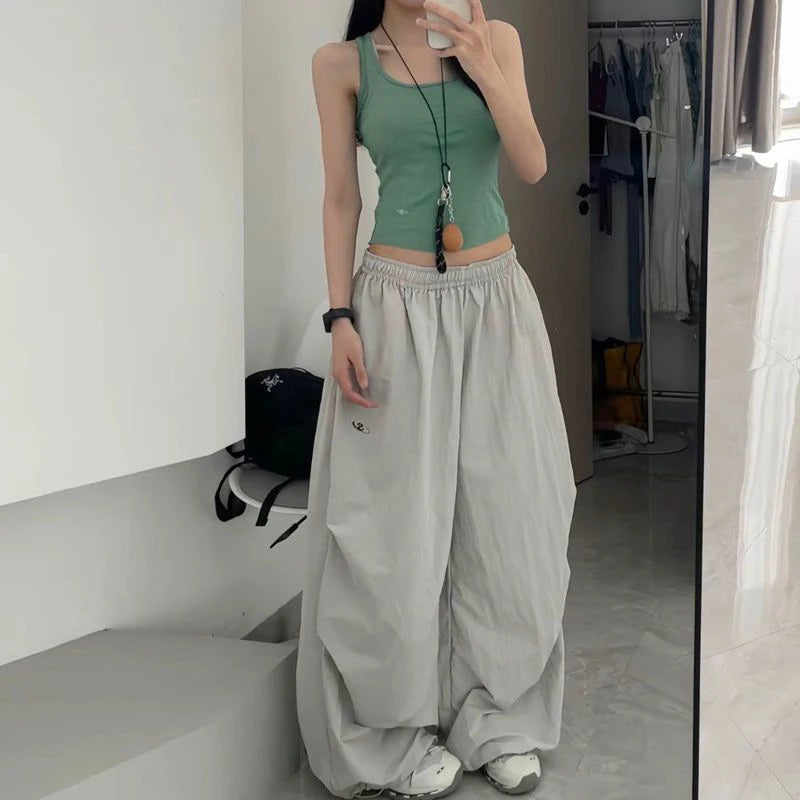 Trendy Oversized Black Wide Leg Pants