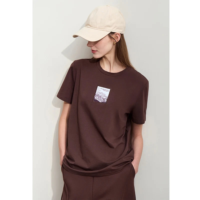 Minimalist Embroidered O-Neck T-Shirt