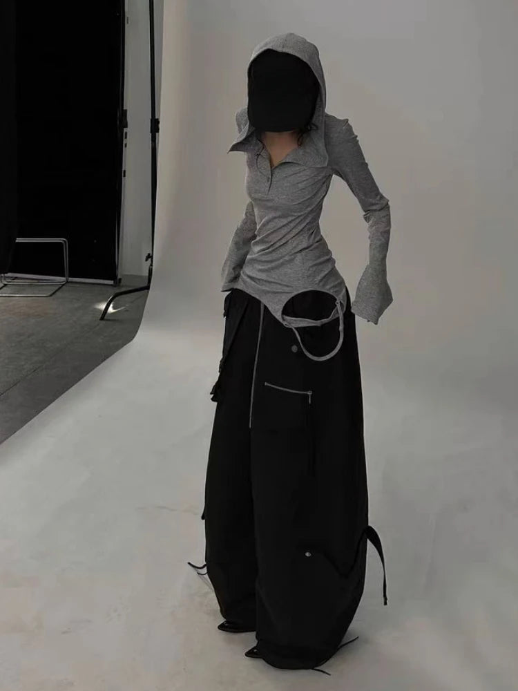 Hole Hooded Gothic Punk Vintage T-Shirt