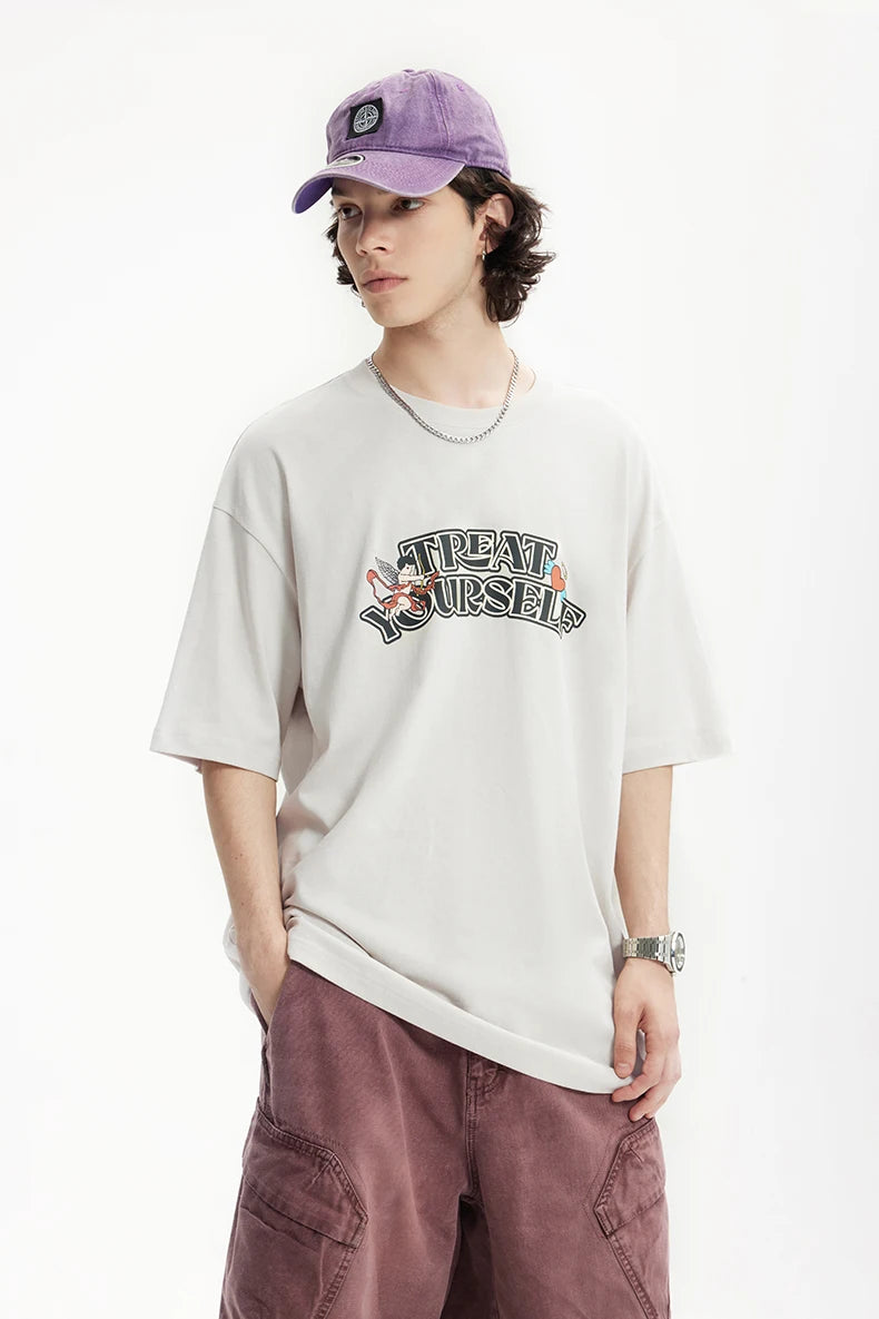 Cupid Printed Loose Cotton Short T-Shirt