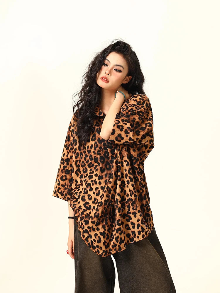 Leopard Print Retro Casual Short-Sleeve Shirt