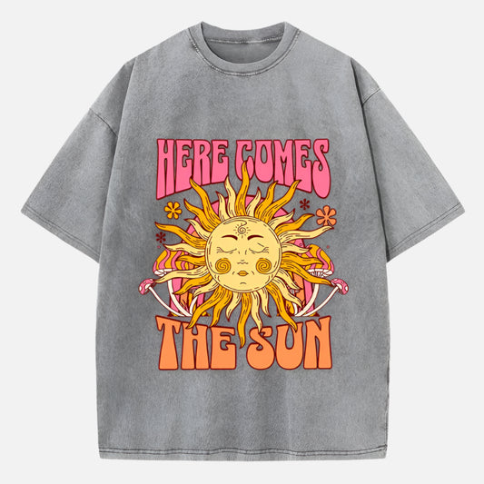 Sun Prints Oversize Washed Cotton T-Shirt