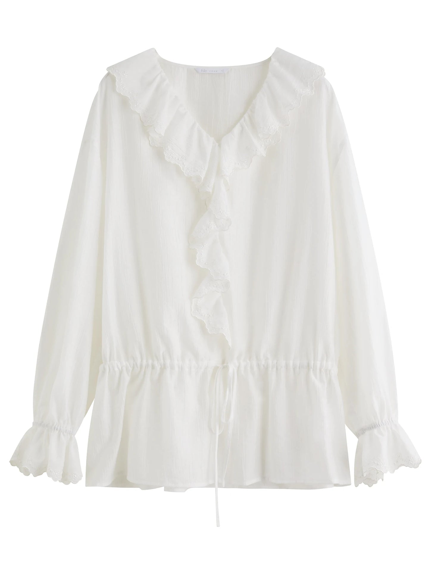 Elegant Ruffle Sleeve Blouse with Botanical