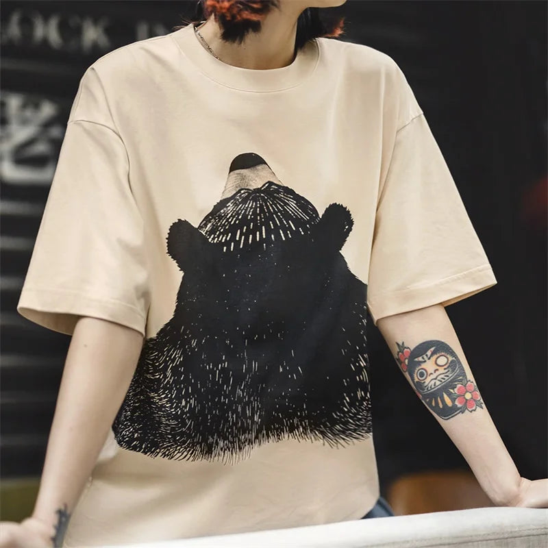 Oversized Bear Print Short Sleeve T-Shirt