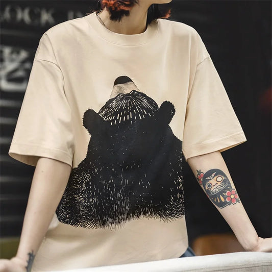 Oversized Bear Print Short Sleeve T-Shirt