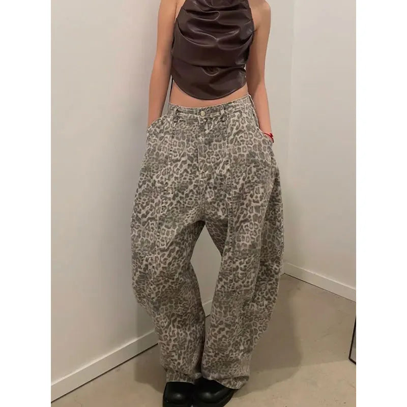 Leopard Print Loose Wide Leg Pants