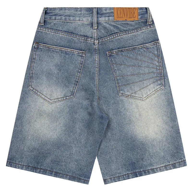 Vintage Washed Distressed Denim Hip Shorts