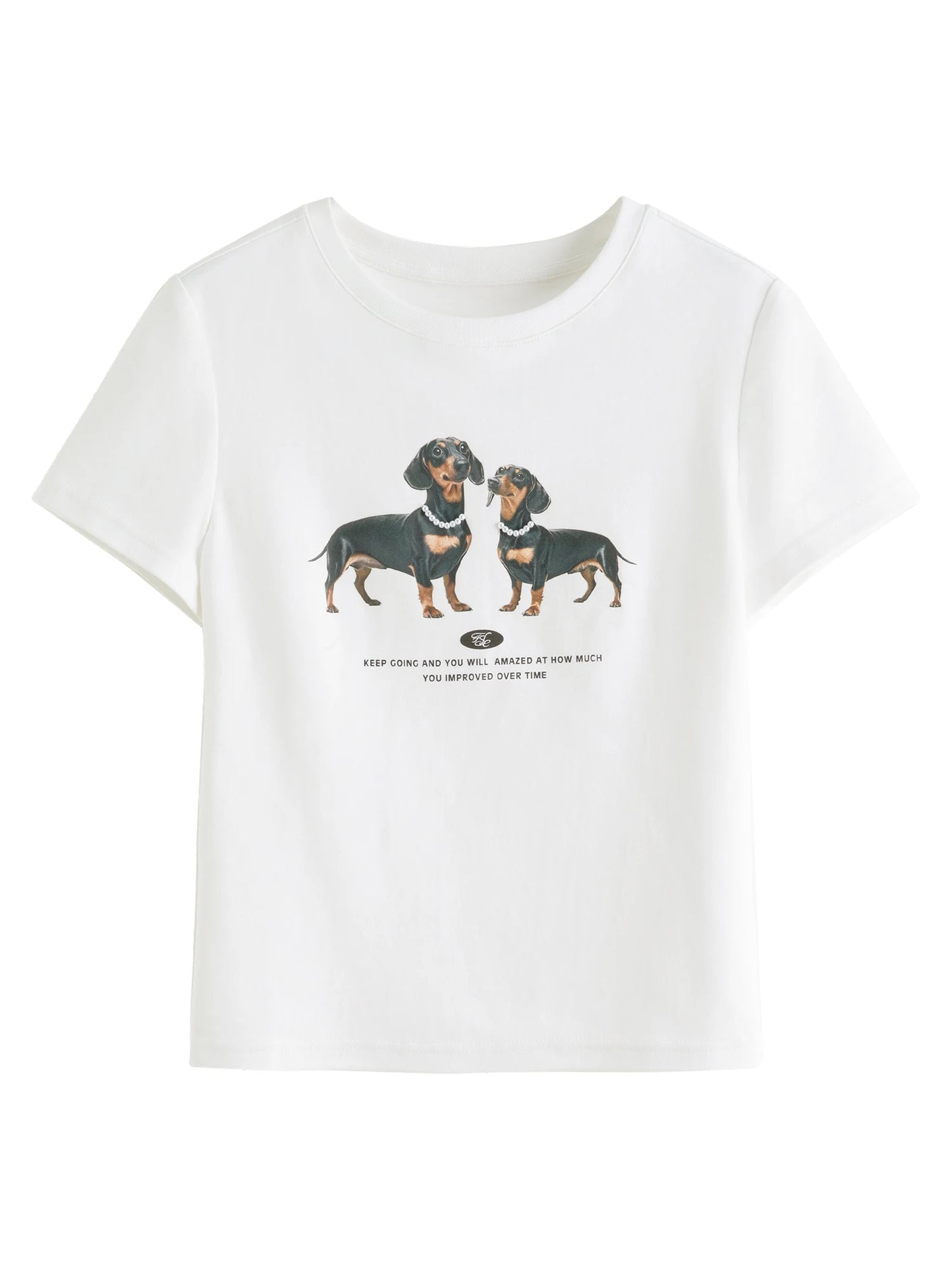 Whimsical Retro Americana Hound Print T-Shirt