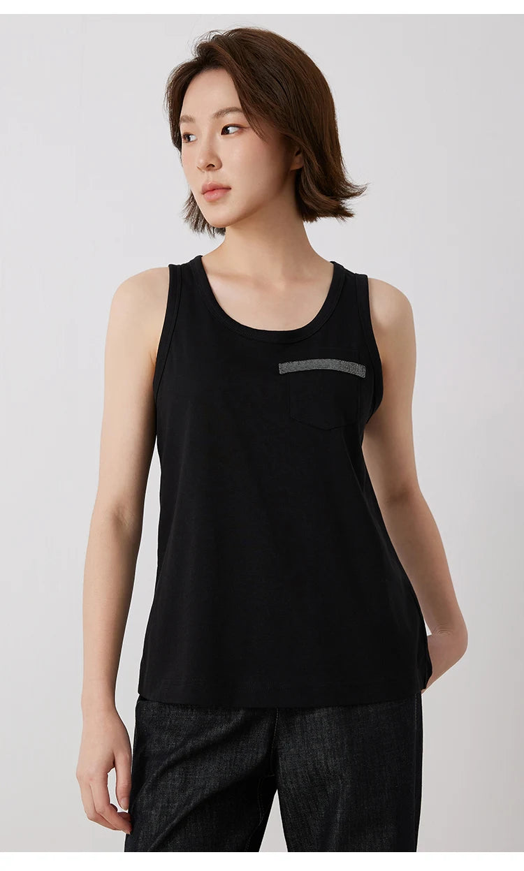 Women's tank top with chest pocket