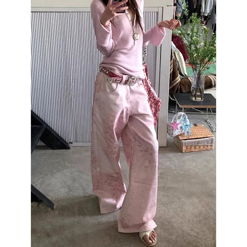 Vintage High Waist Straight Wide Jeans