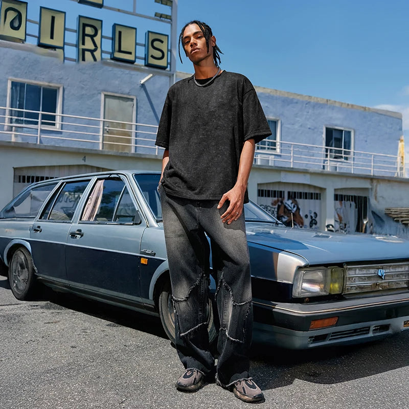 American Oversized Stone Washed Polyester T-Shirt