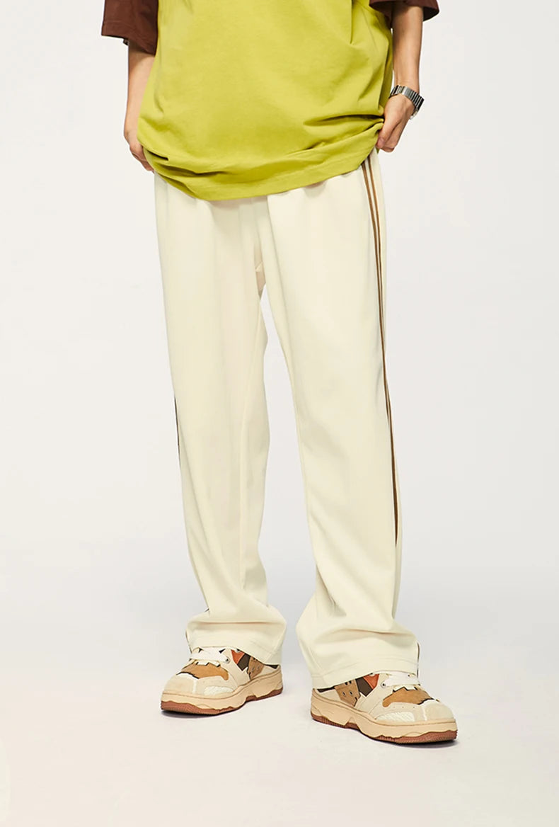 Elastic Waist Striped Straight Leg Pants