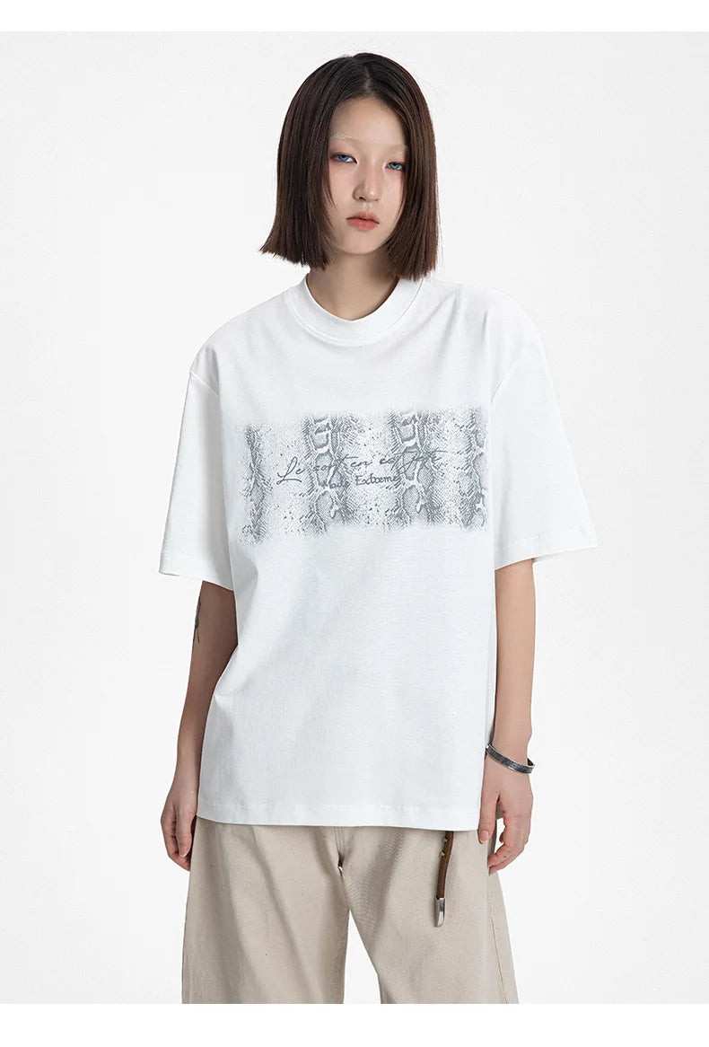 Extreme Cool Snake Print Letter T-Shirt