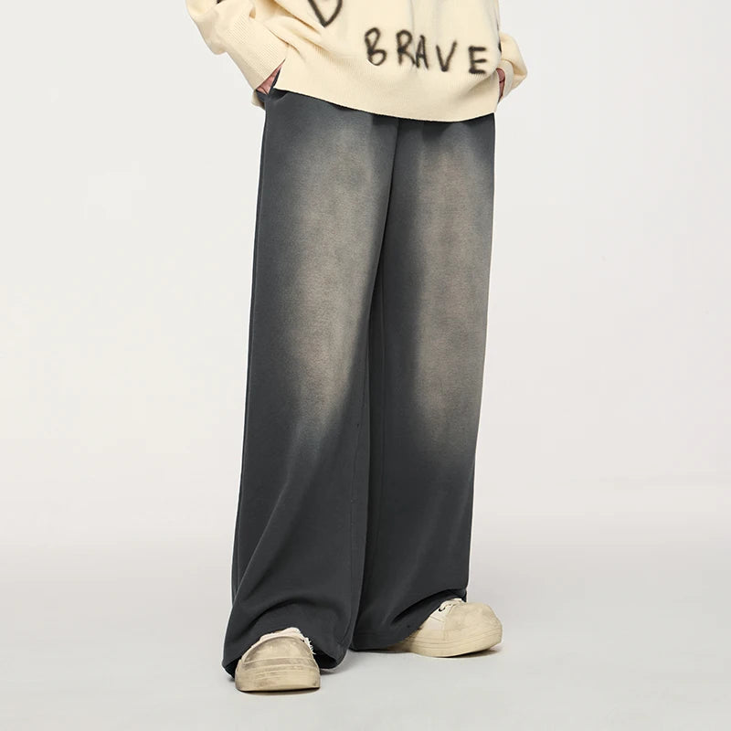 Washed Straight Wide Leg Casual Pants