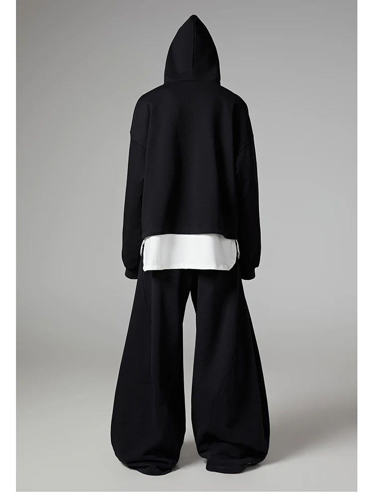 Black Flowy Baggy Wide Leg Pants