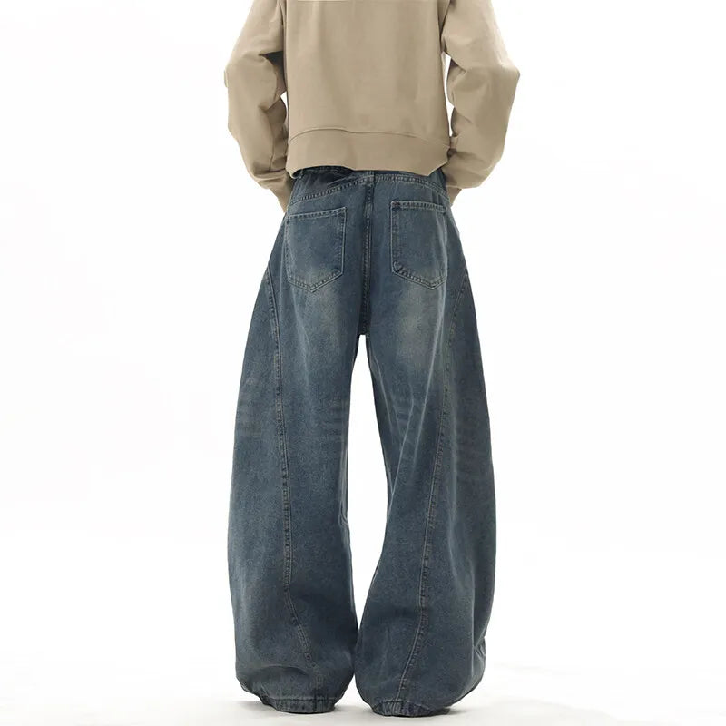 Dark Blue Wide Leg Denim Jeans