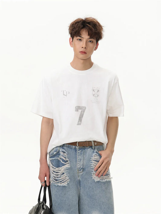 Retro Loose Crew Neck Letter T-Shirt