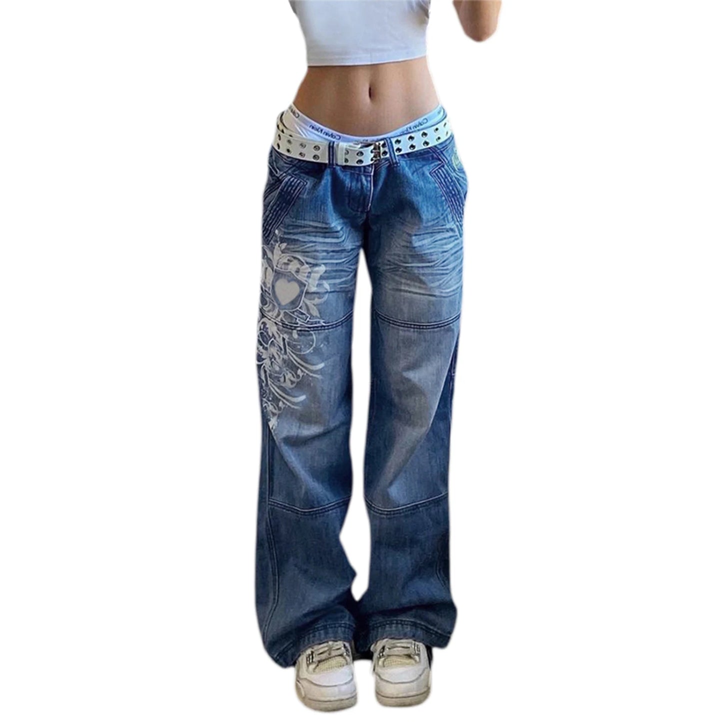 Floral Print Vintage Aesthetic Baggy Jeans