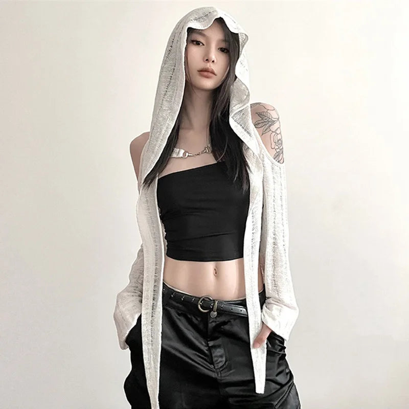 Metal Buckle Hollow Out Sunscreen Cardigan