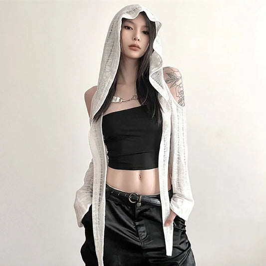 Metal Buckle Hollow Out Sunscreen Cardigan