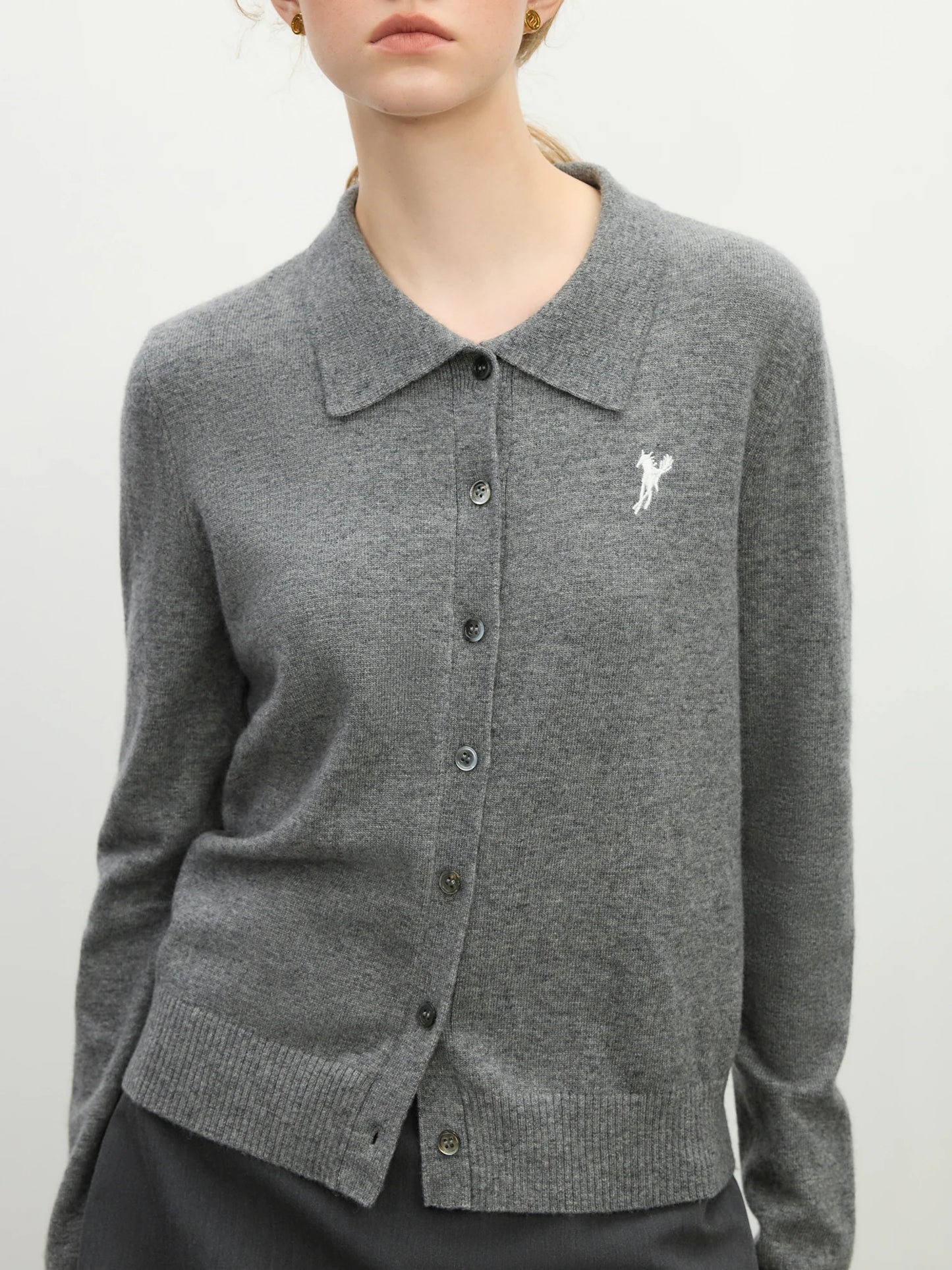 Cozy Knitted Wool Grey Cardigan Sweater