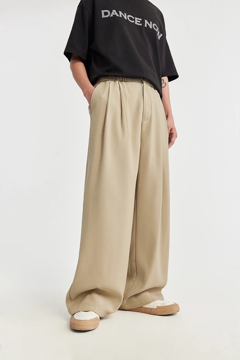 Elastic Waist Black Wide Leg Pants