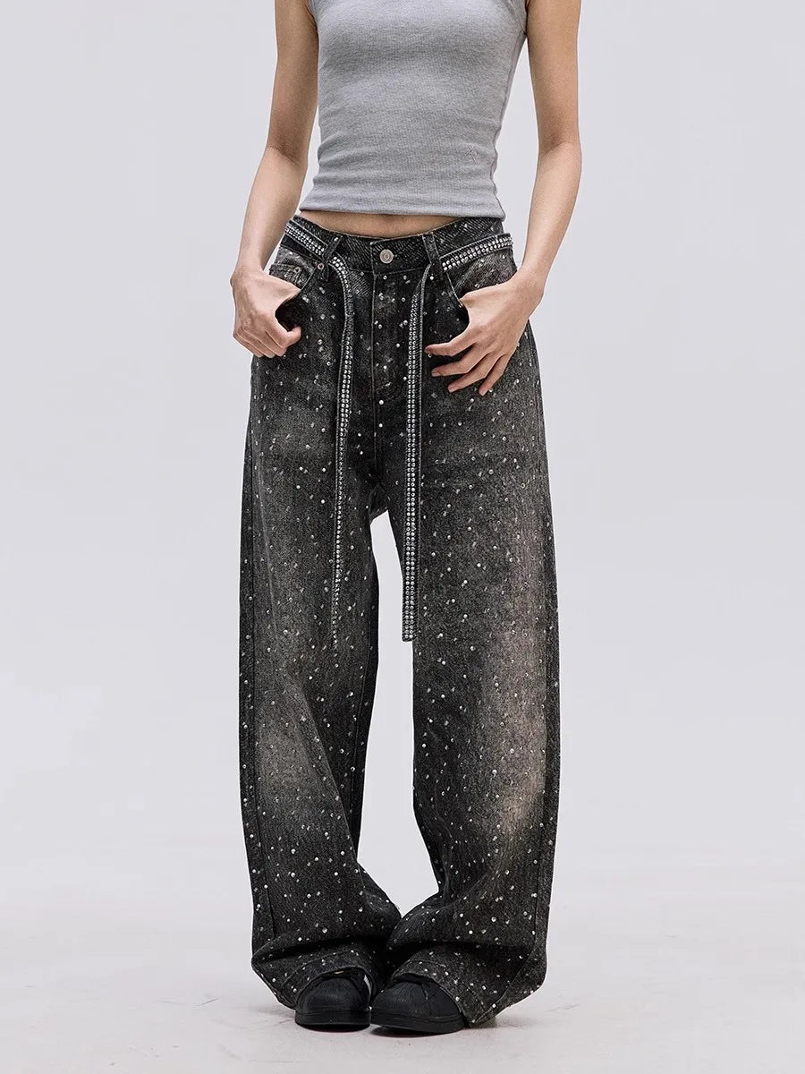 Shining Rhinestones Luxury High Waist Jeans