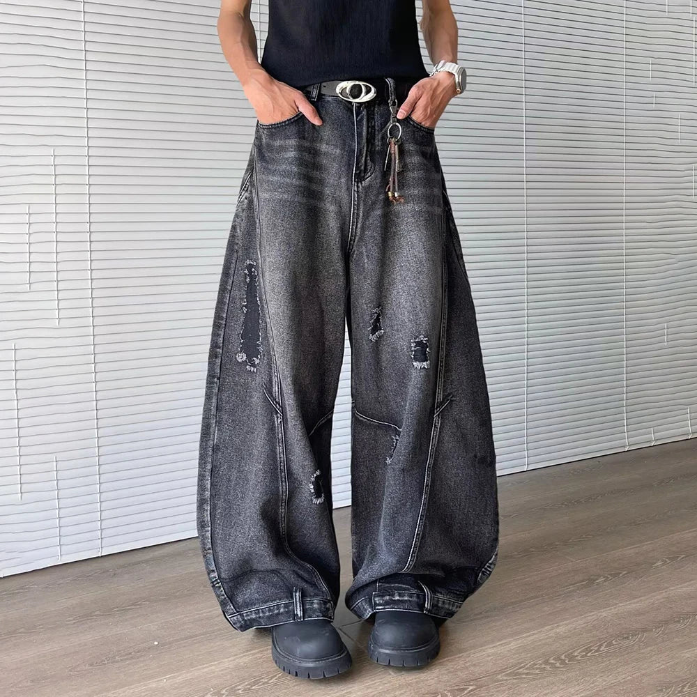 Retro Loose Washed Solid Color Jeans