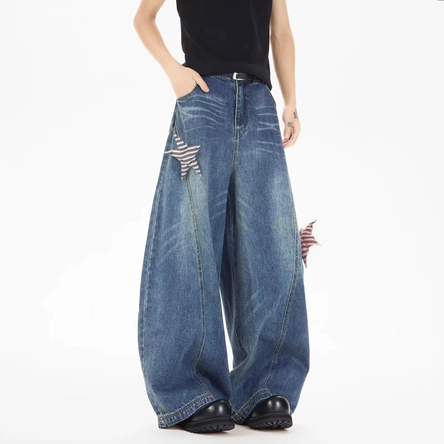 Vintage Low Waist Lace Wide Jeans