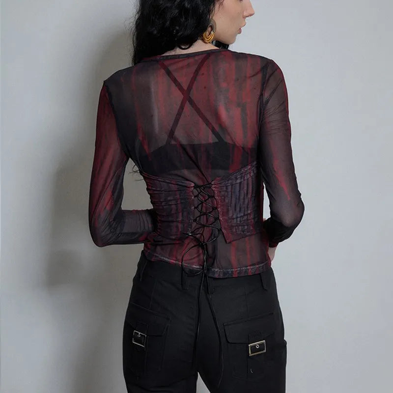 Vintage Grunge Aesthetic Mesh Tattoo T-Shirt