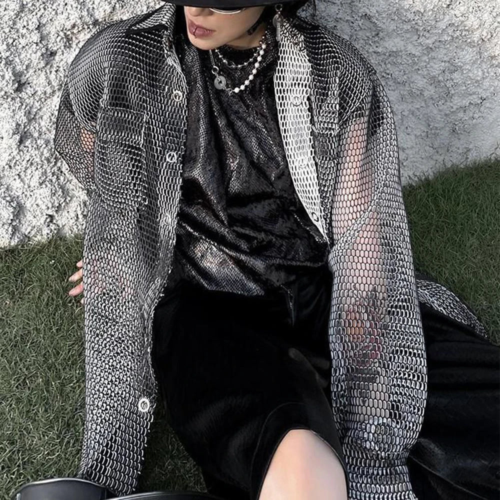 Oversized Mesh Casual Shirt