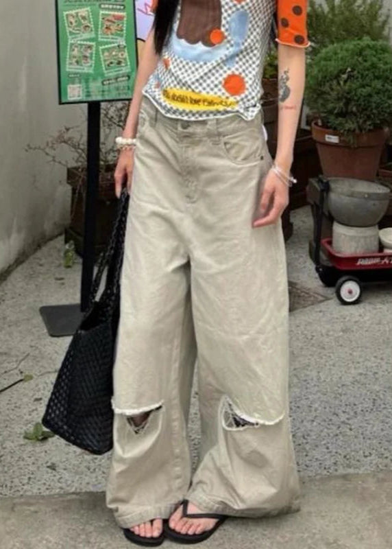 Retro Wide Leg Vintage Apricot Jeans