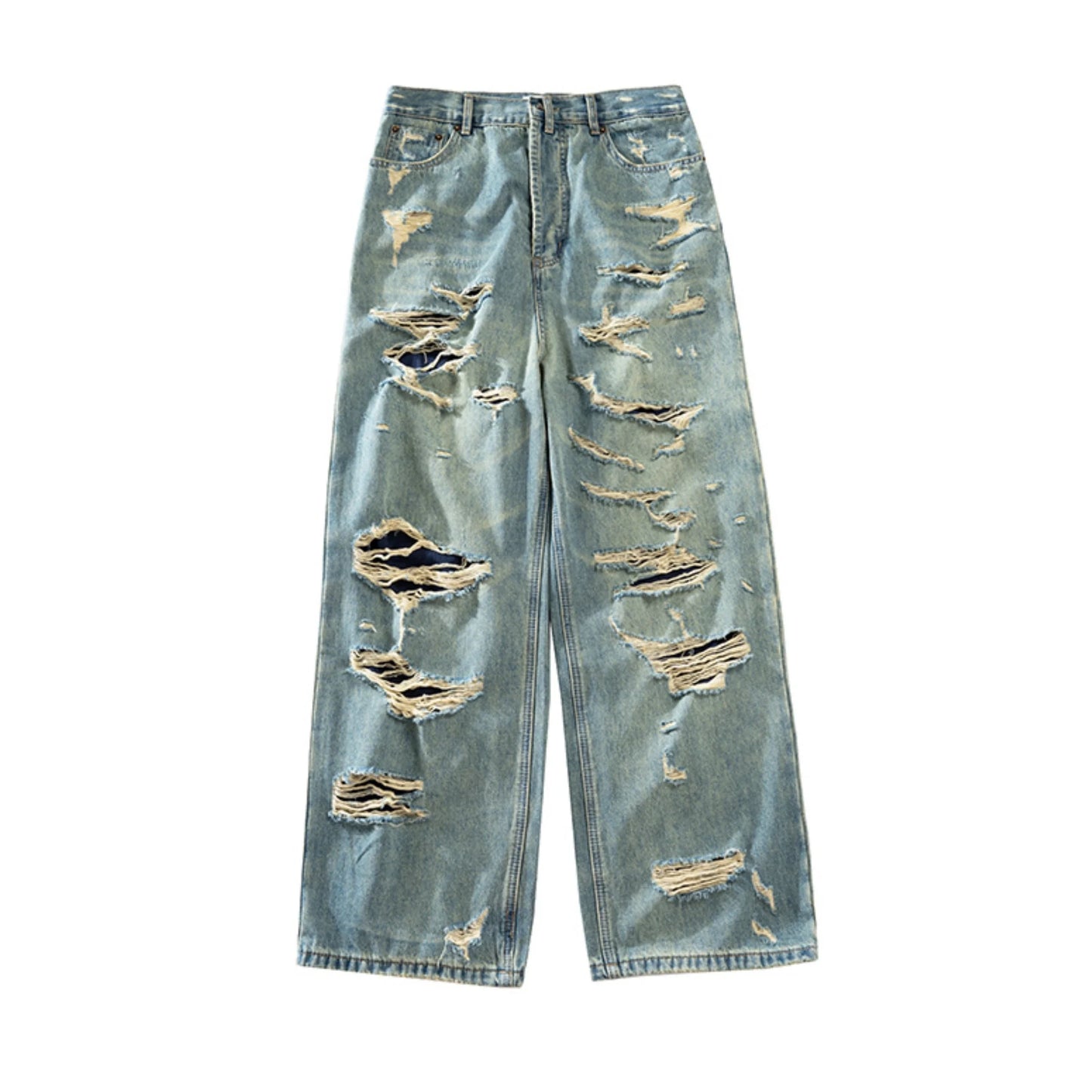 Vintage Distressed Tassel Wide Leg Jeans