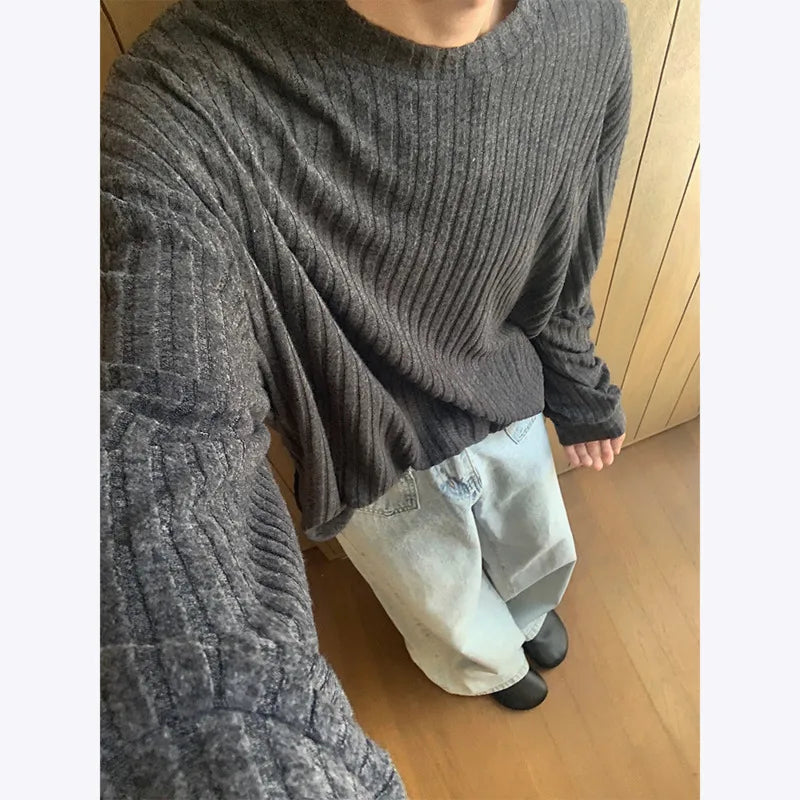 Oversized Striped Casual Long-Sleeved T-Shirt