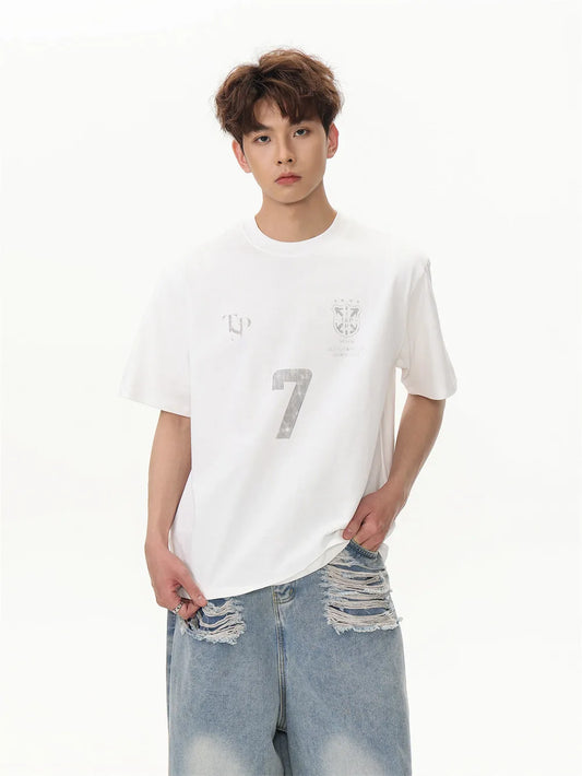 Retro Loose Crew Neck Letter T-Shirt