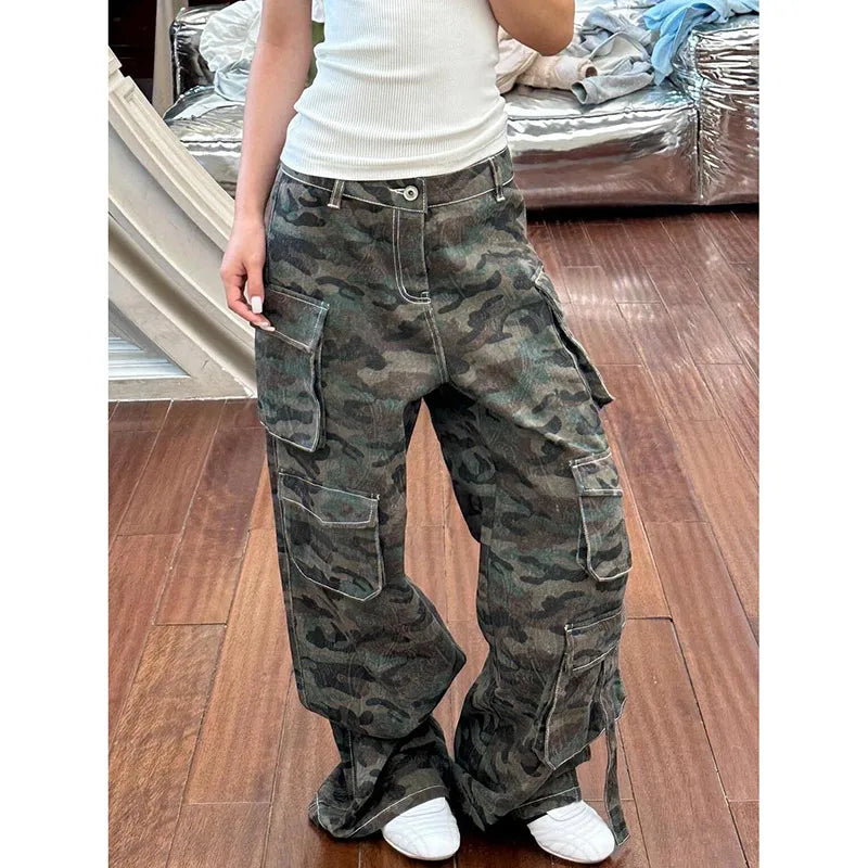 Green Camo Vintage High Waisted Jeans