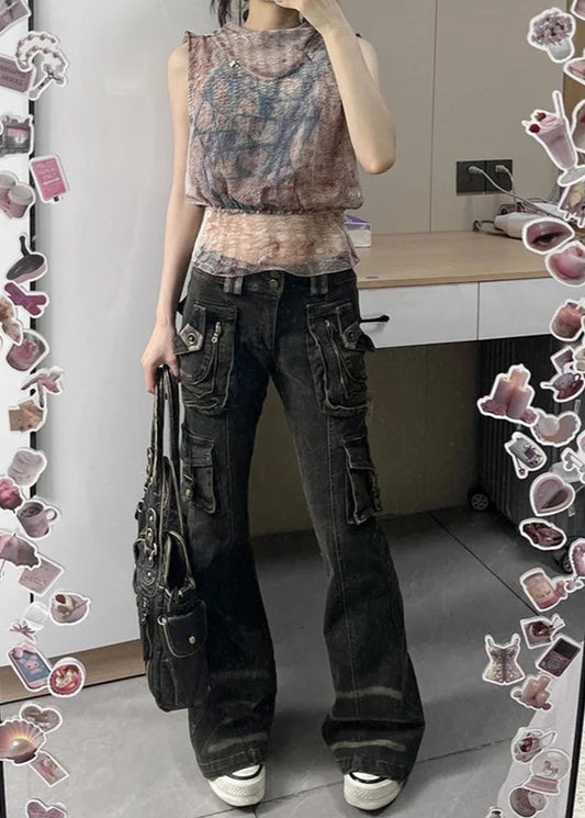Autumn Vintage High Waist Black Jeans