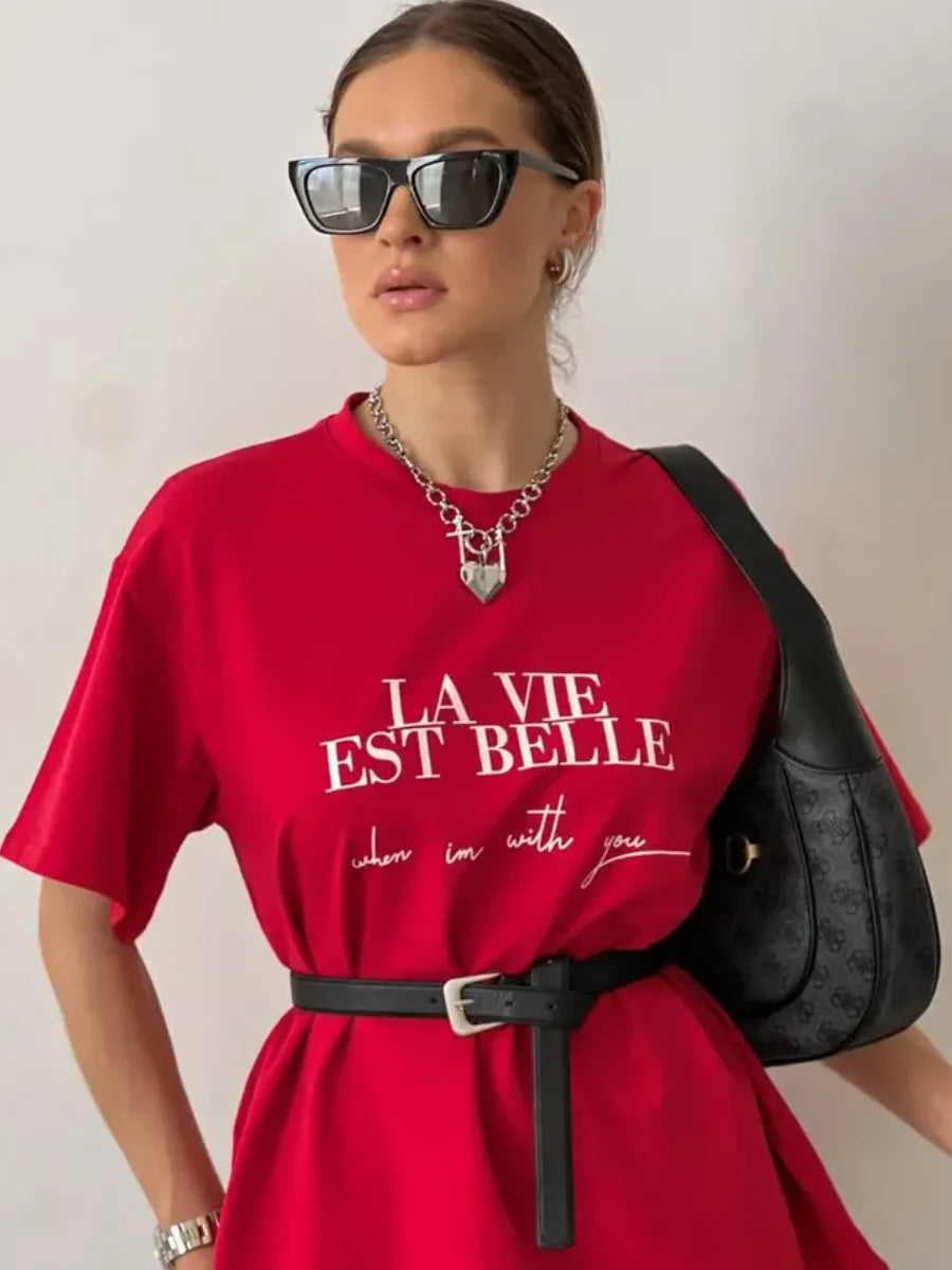 American Personality Printed Mid-Length Cotton T-Shirt