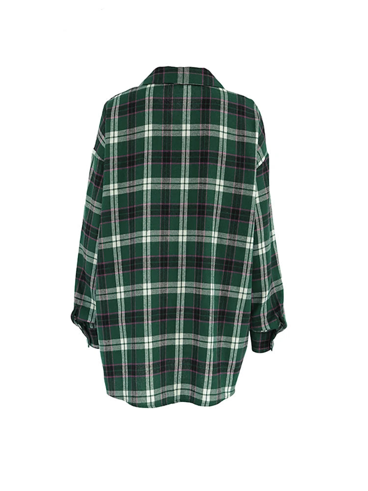 Oversized Green Plaid Flannel Shirt