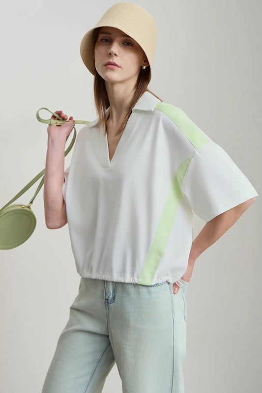 Chic Minimalist V-Neck Cotton T-Shirt