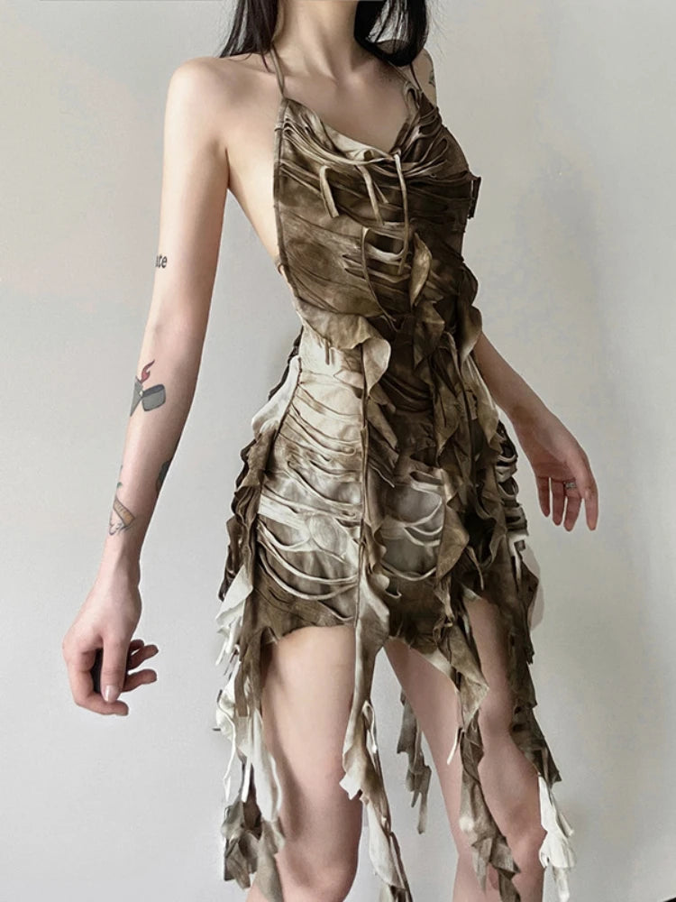 Grunge Patchwork Tassel Tank Top