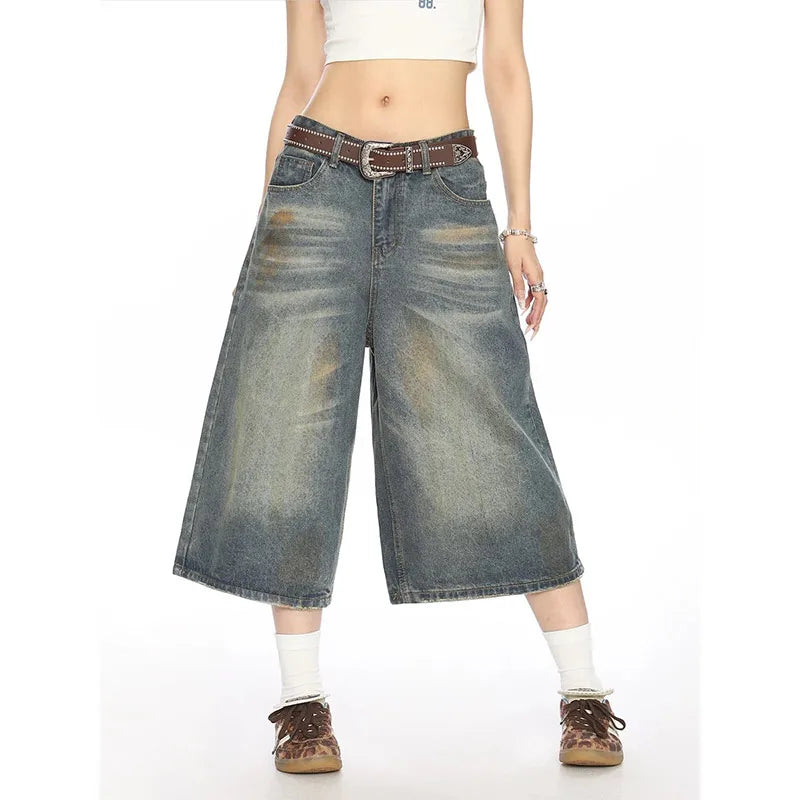 Vintage High Waist Blue Denim Shorts