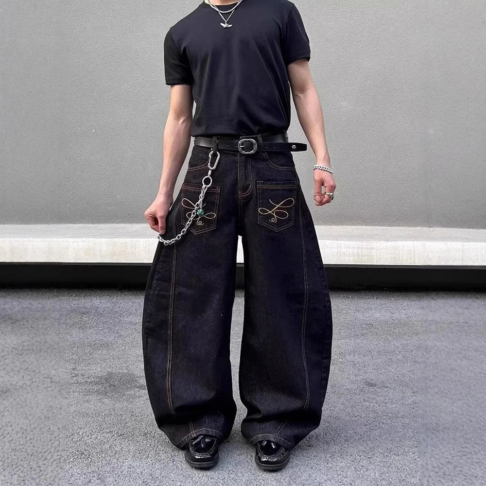 Retro Y2K Pocket Decoration Loose Jeans