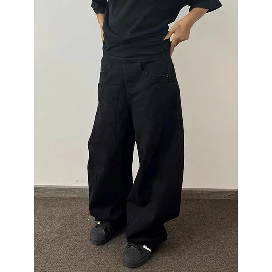 Vintage Black Wide Leg Denim Jeans