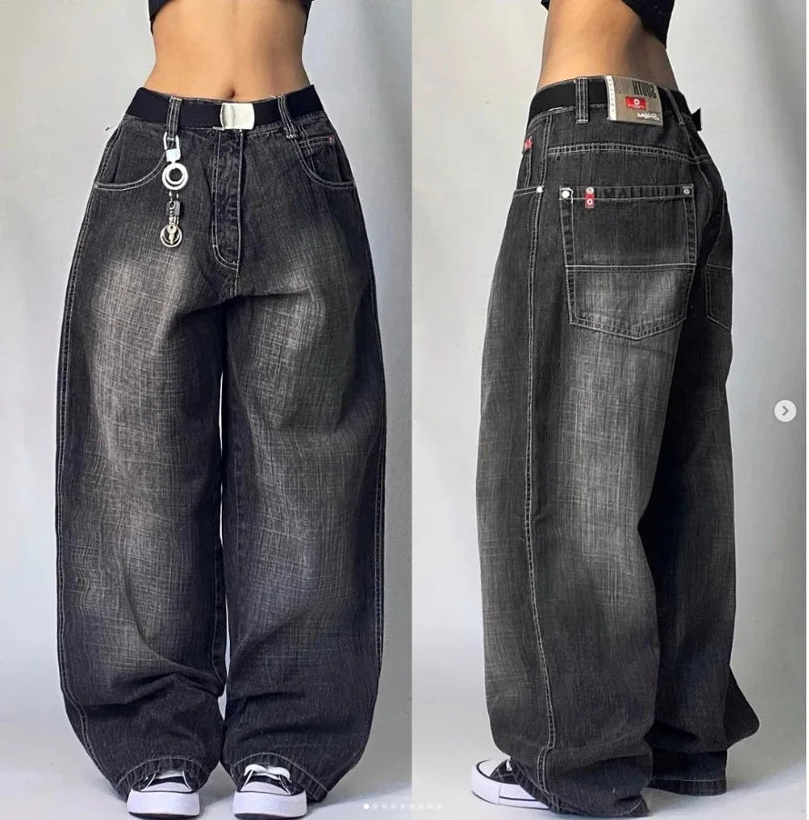 Solid Color Washed Baggy Jeans