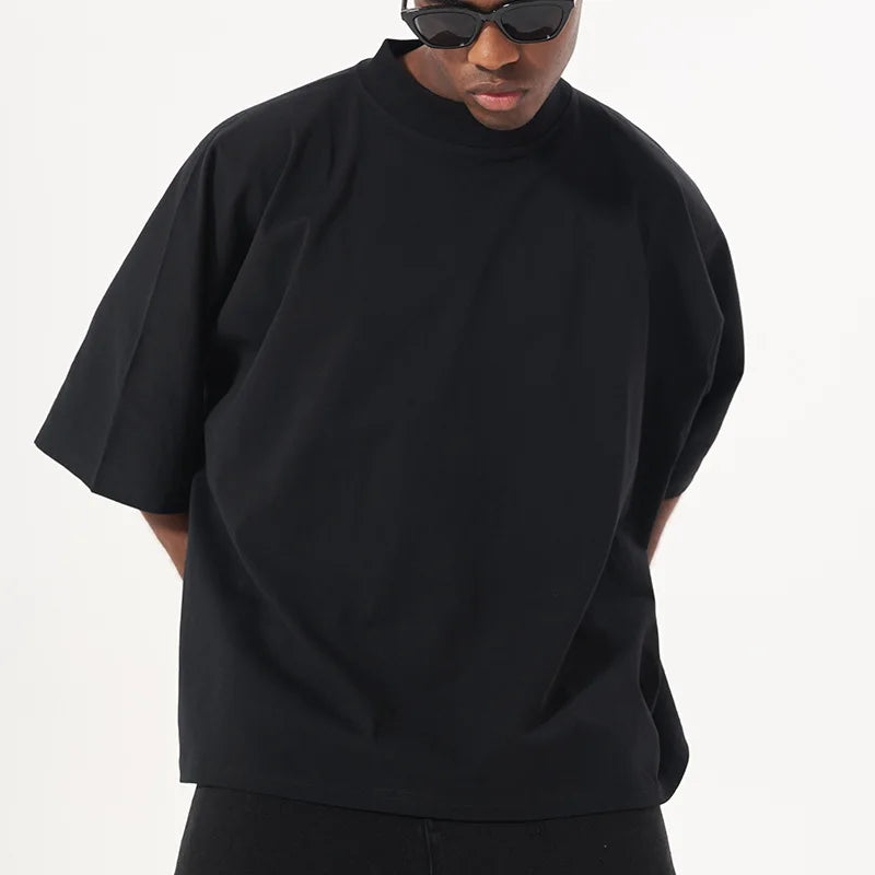Heavyweight Distressed Boxy Cropped T-Shirt