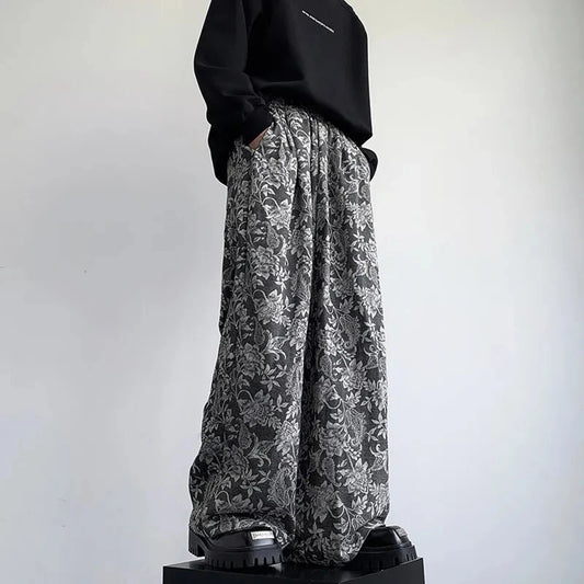 Luxury Retro Cashew Flower Print Pants