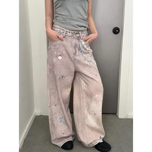 Vintage Baggy Pink Y2K Oversize Jeans