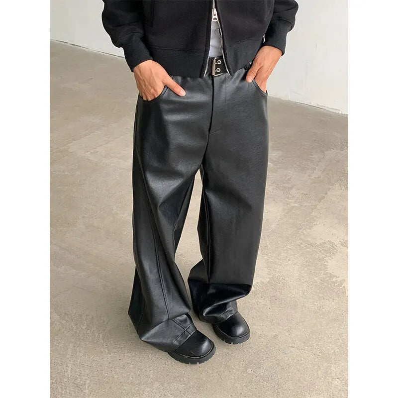 Stylish Wide Leg PU Pants