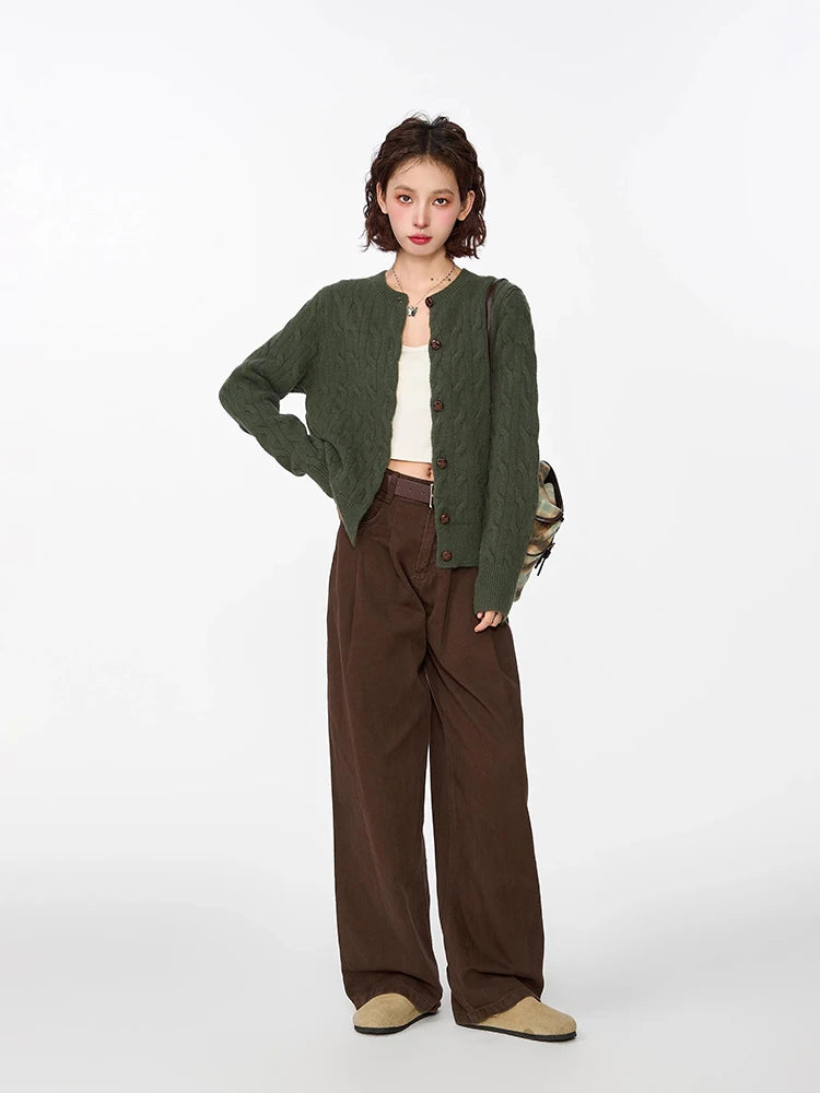 Retro Knitted Long-Sleeved Cardigan Sweater